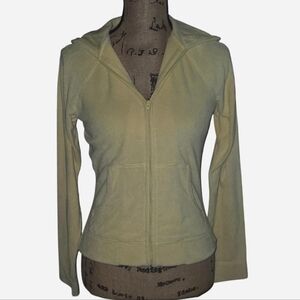 VINTAGE EXPRESS ZIP UP HOODIE Yellow Y2K Track Jacket Sporty Size Small